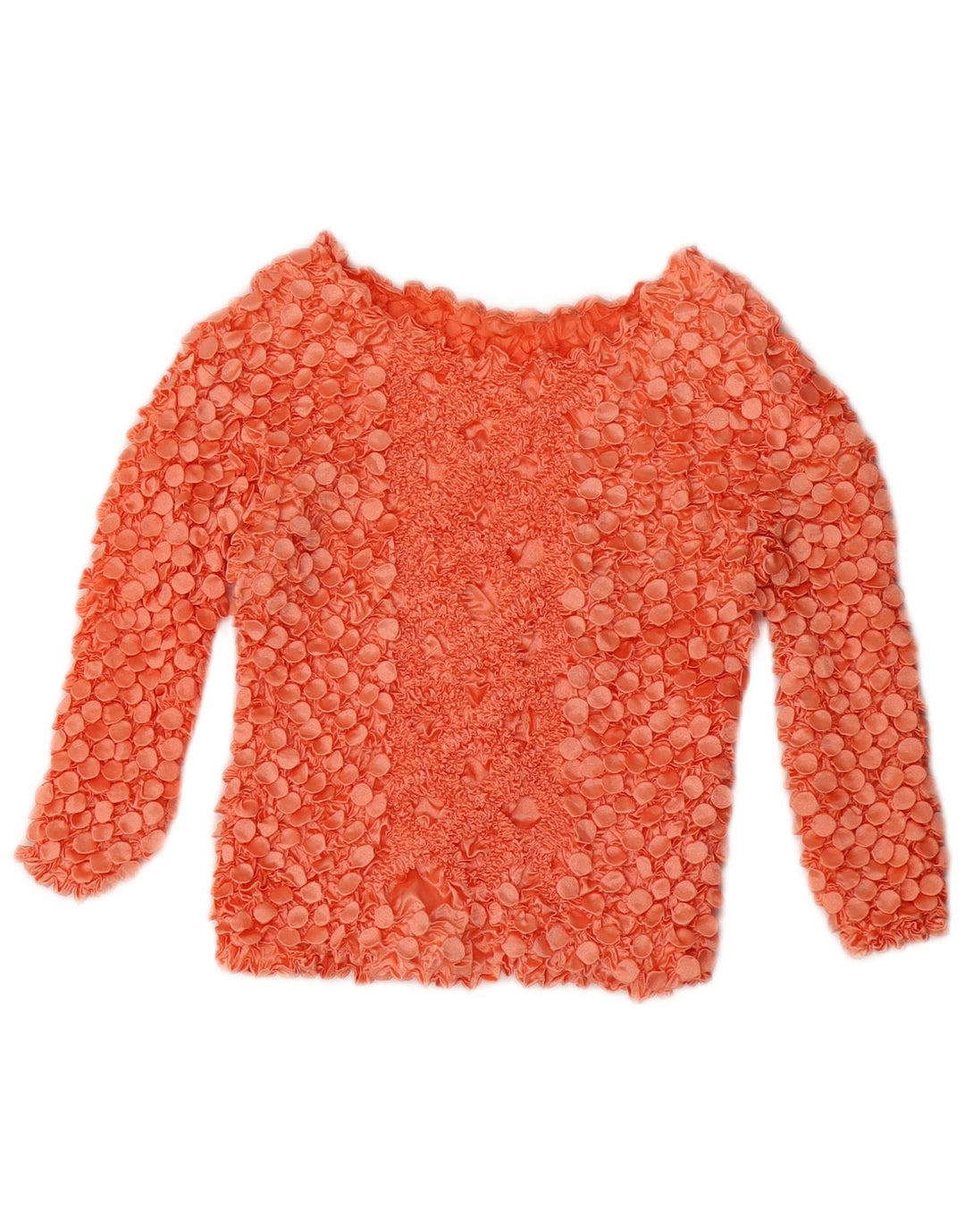 Vintage Damen Crop 3/4 Ärmel Bluse Top UK 10 Small Rot Polyester