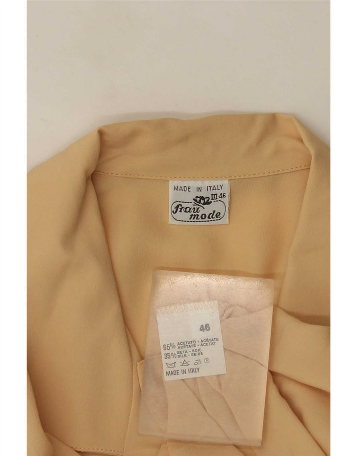 Vintage Damen Hemdbluse IT 46 Groß Beige Acetat