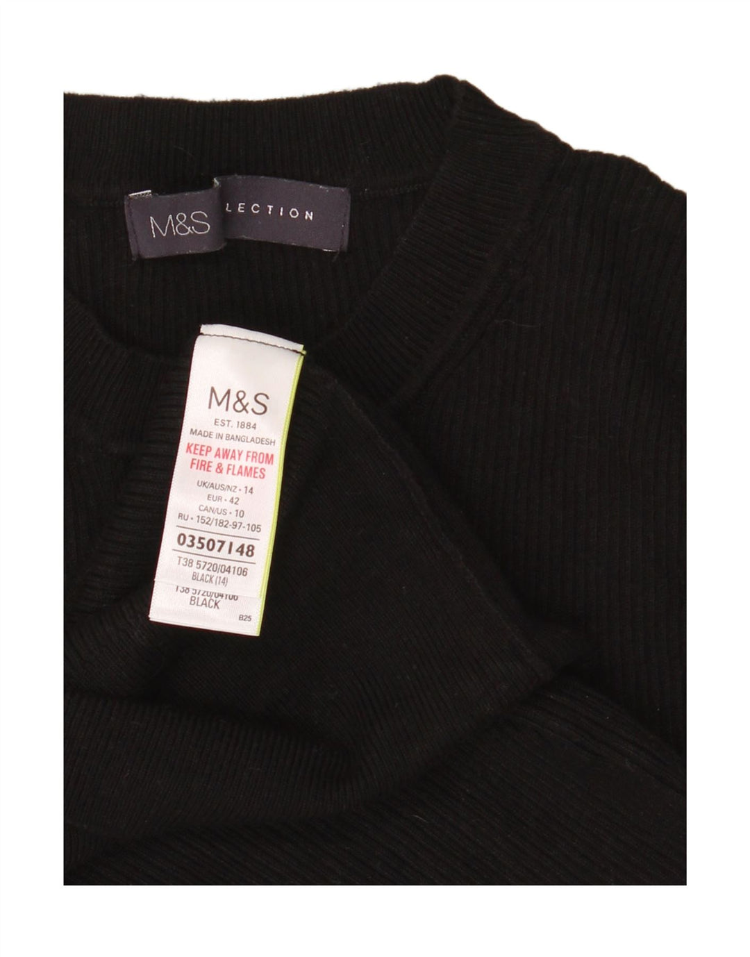 Marks & Spencer Damen Weste Tank Top UK 14 Medium Schwarz Viskose