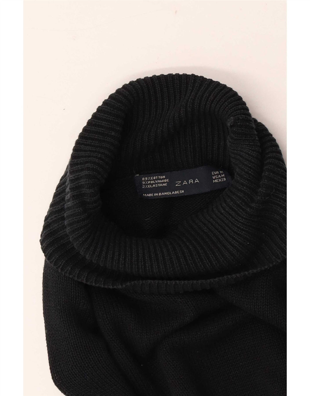 Zara Damen-Pullover mit Rollkragen, UK 14, mittelmarineblaue Baumwolle