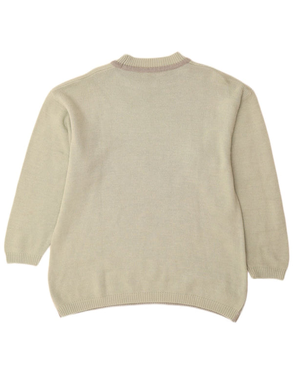 VINTAGE Damen Rollkragenpullover Pullover UK 16 Großer grüner Tierdruck