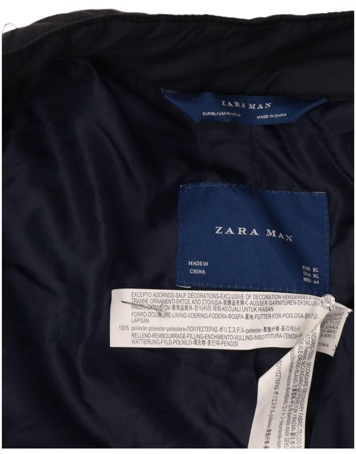 Zara Herren Steppjacke UK 42 XL Marineblau Polyester