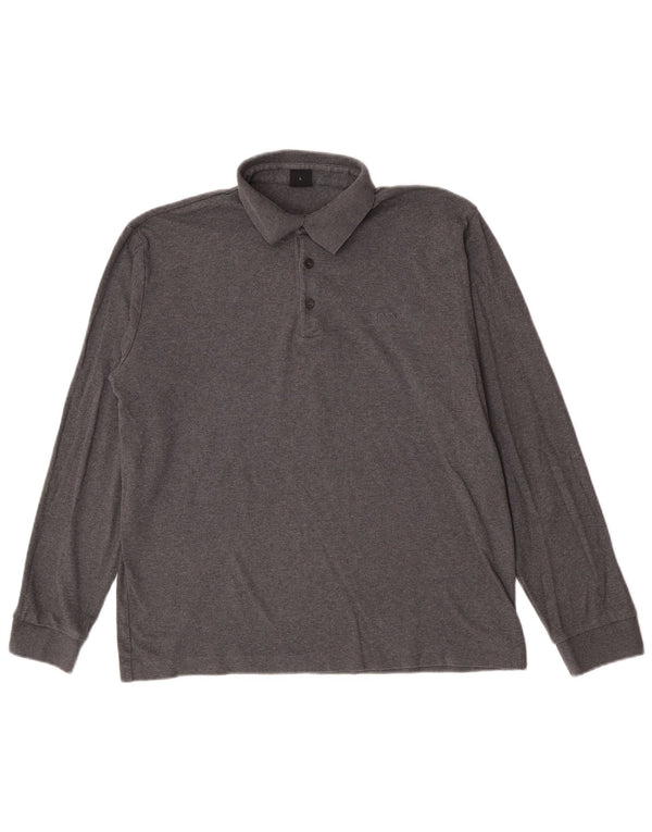 Hugo Boss Herren-Langarm-Poloshirt, große graue Baumwolle