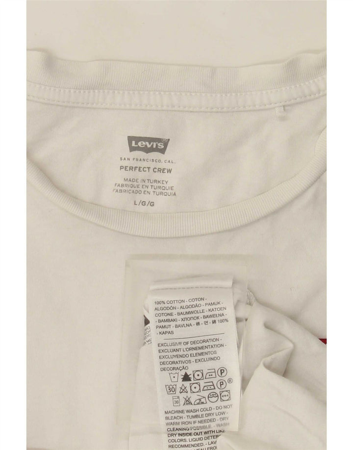 Levi's Damen T-Shirt Top UK 16 Large4 Weiße Baumwolle