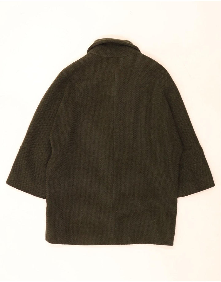 Massimo Dutti Damen Übergroßer Mantel UK 10 Small Khaki Wolle
