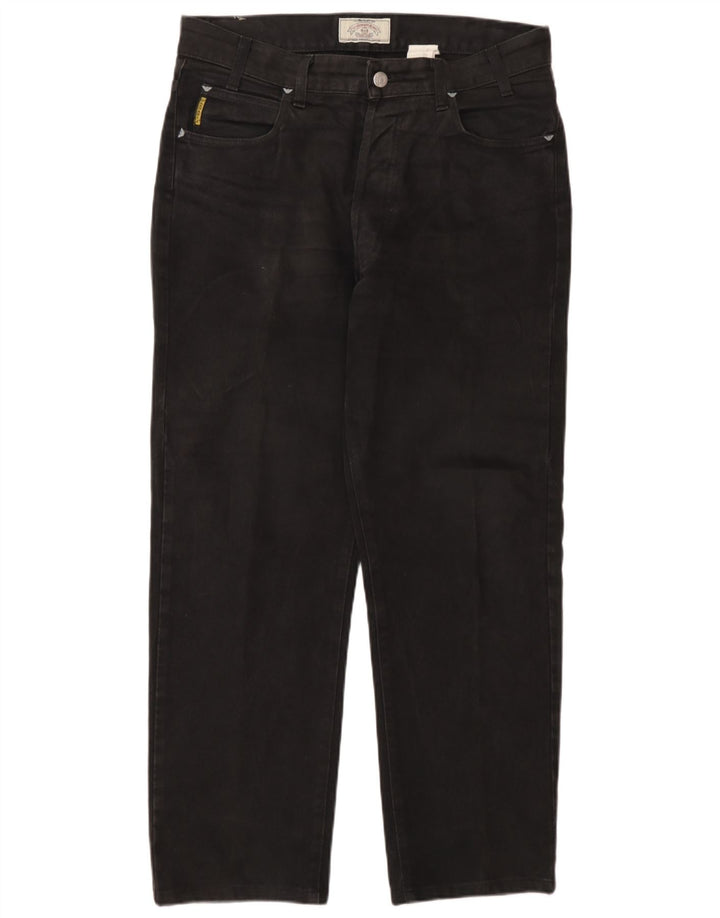 Armani Herren Straight Jeans W32 L28 Schwarze Baumwolle