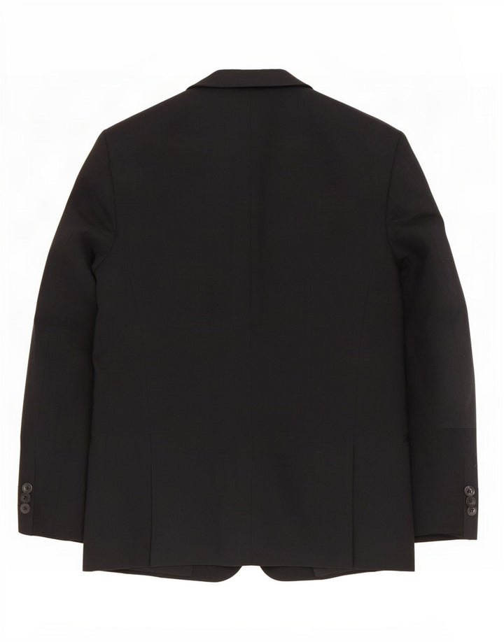 Max Mara Damen 1-Knopf-Blazer-Jacke, UK 16, große schwarze Schurwolle