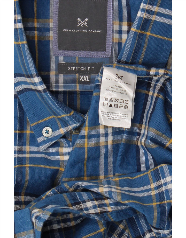 Crew Clothing Herren-Stretchhemd 2XL, blau kariert, Baumwolle