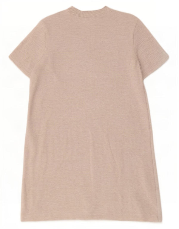 Zara Damen-Pulloverkleid mit kurzen Ärmeln, UK 12, mittelbeigefarbenes Polyester