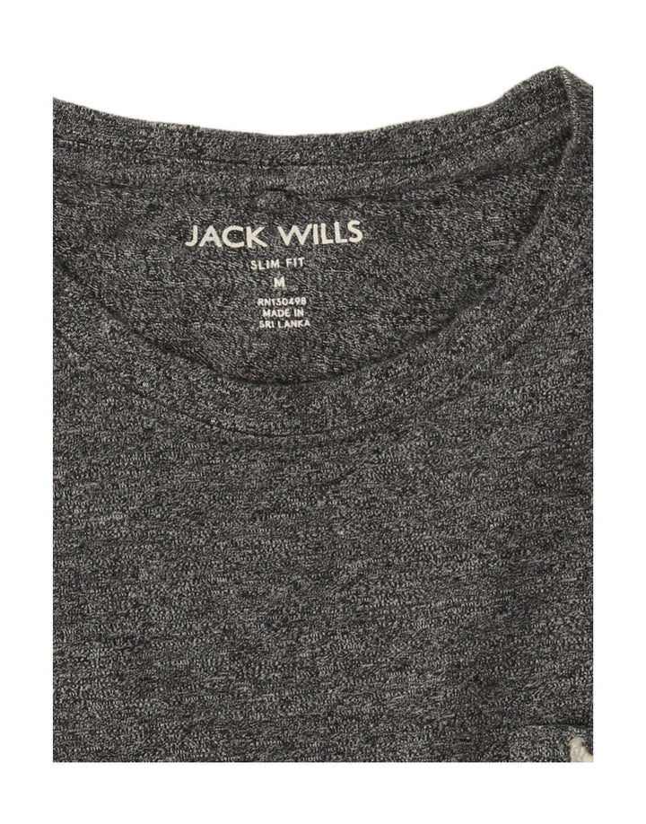 Jack Wills Slim-Fit-T-Shirt-Oberteil für Herren aus mittelgrau gesprenkelter Baumwolle