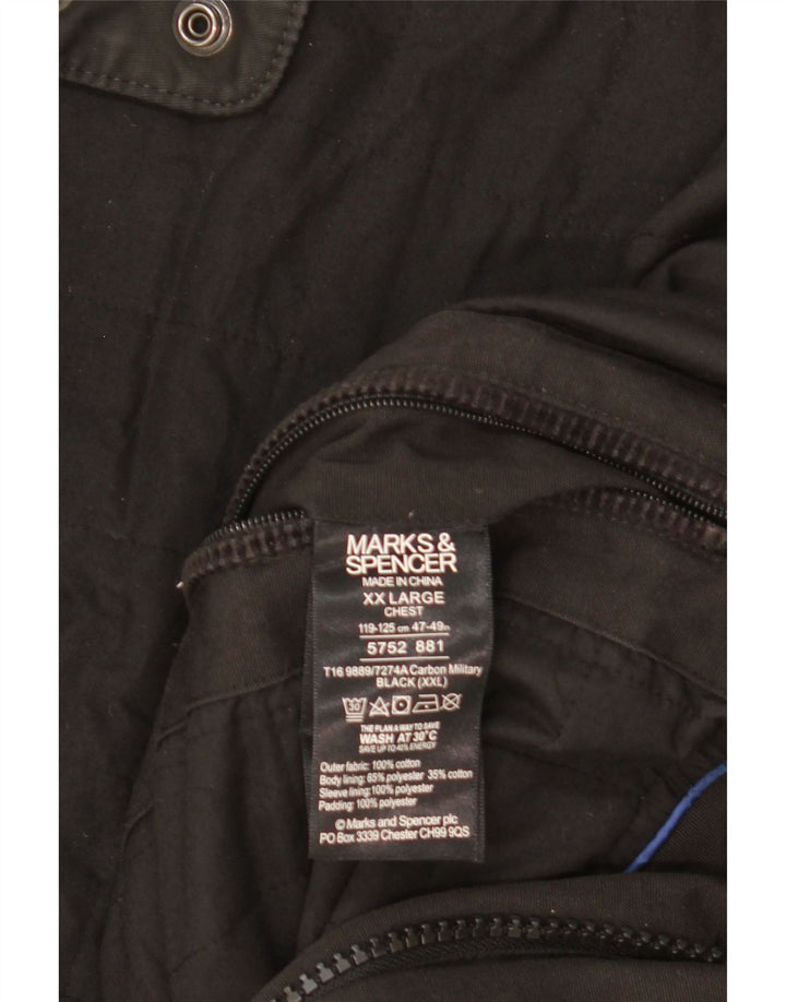 Marks & Spencer Herren-Utility-Jacke, UK 44, 2XL, schwarze Baumwolle