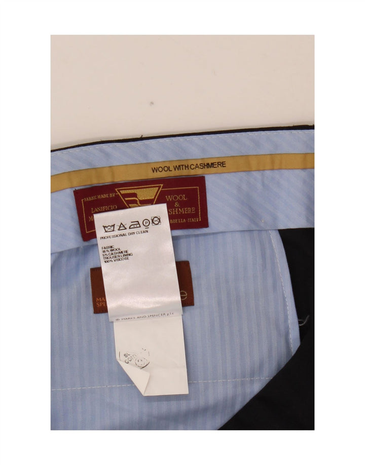 Gerade Herren-Anzughose von Marks & Spencer, W36, L31, marineblaue Wolle