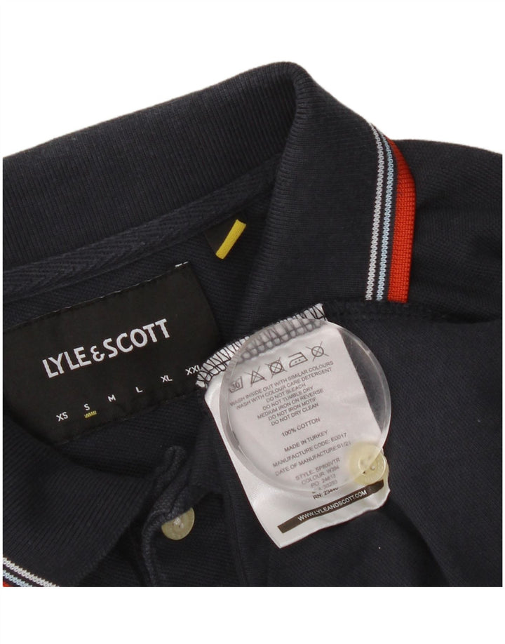 Lyle & Scott Herren-Poloshirt, klein, marineblau, gestreift, Baumwolle