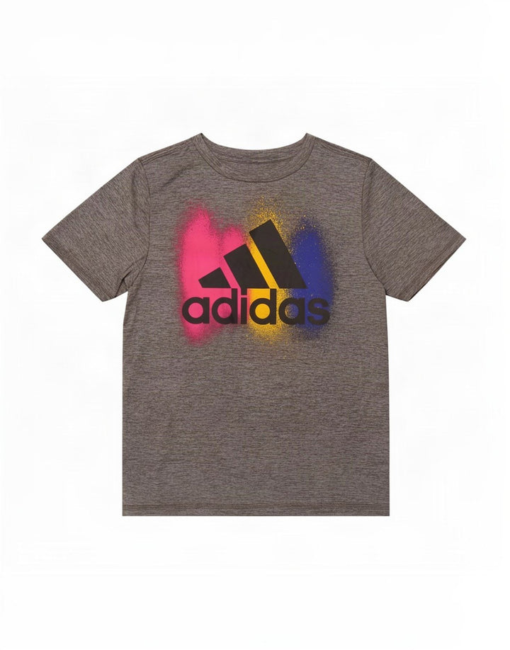 Adidas Jungen T-Shirt mit normaler Passform und Grafik, 9–10 Jahre, Größe S, Grau, Polyester