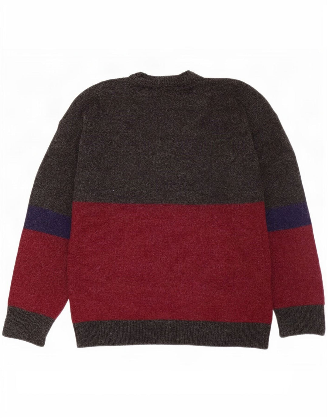 Vintage Herren-Pullover mit Rundhalsausschnitt, groß, mehrfarbig, Farbblock