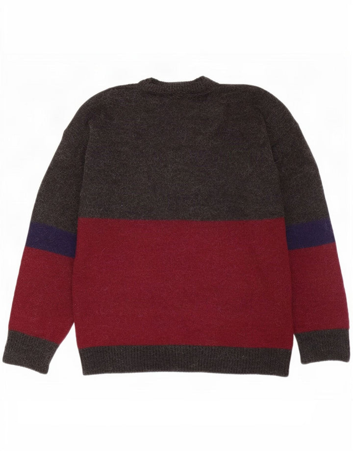 Vintage Herren-Pullover mit Rundhalsausschnitt, groß, mehrfarbig, Farbblock