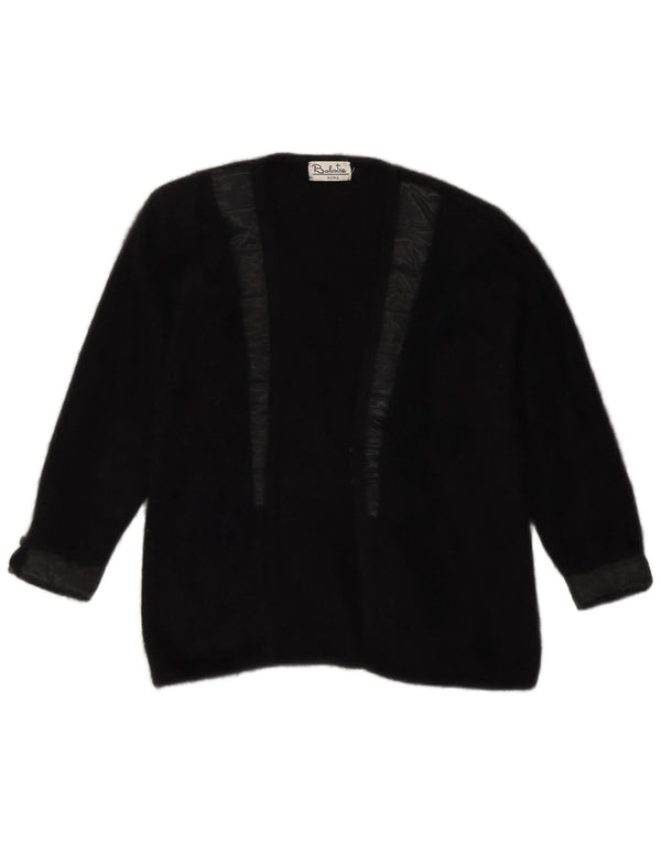 Renato Balestra Offener Damen-Cardigan-Pullover UK 14 Medium Black Angora