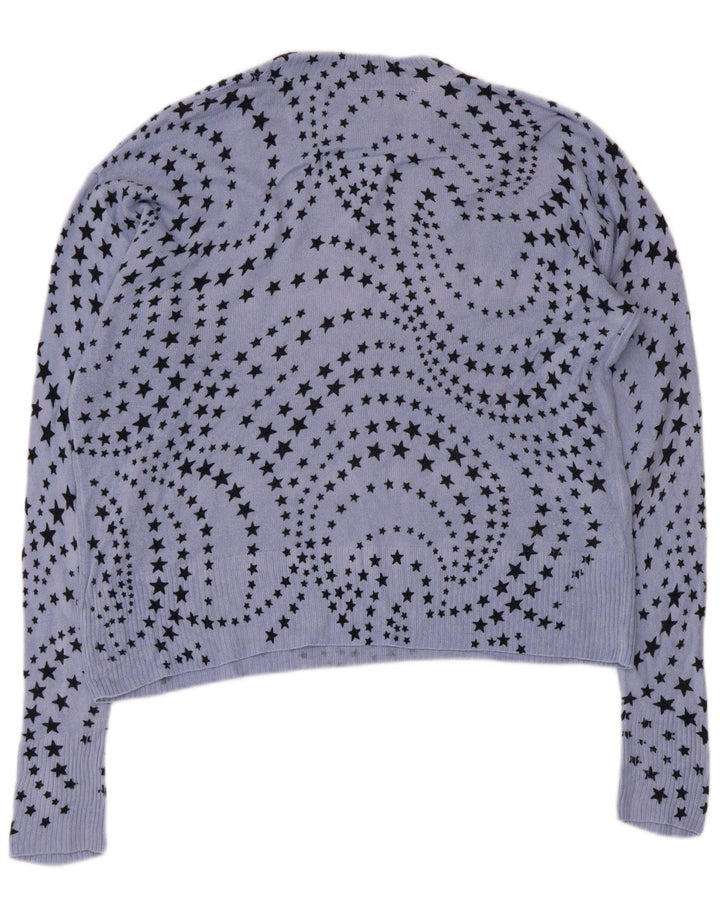 Marks & Spencer Damen-Pullover mit V-Ausschnitt, Gr. 14, groß, blau, geometrisch