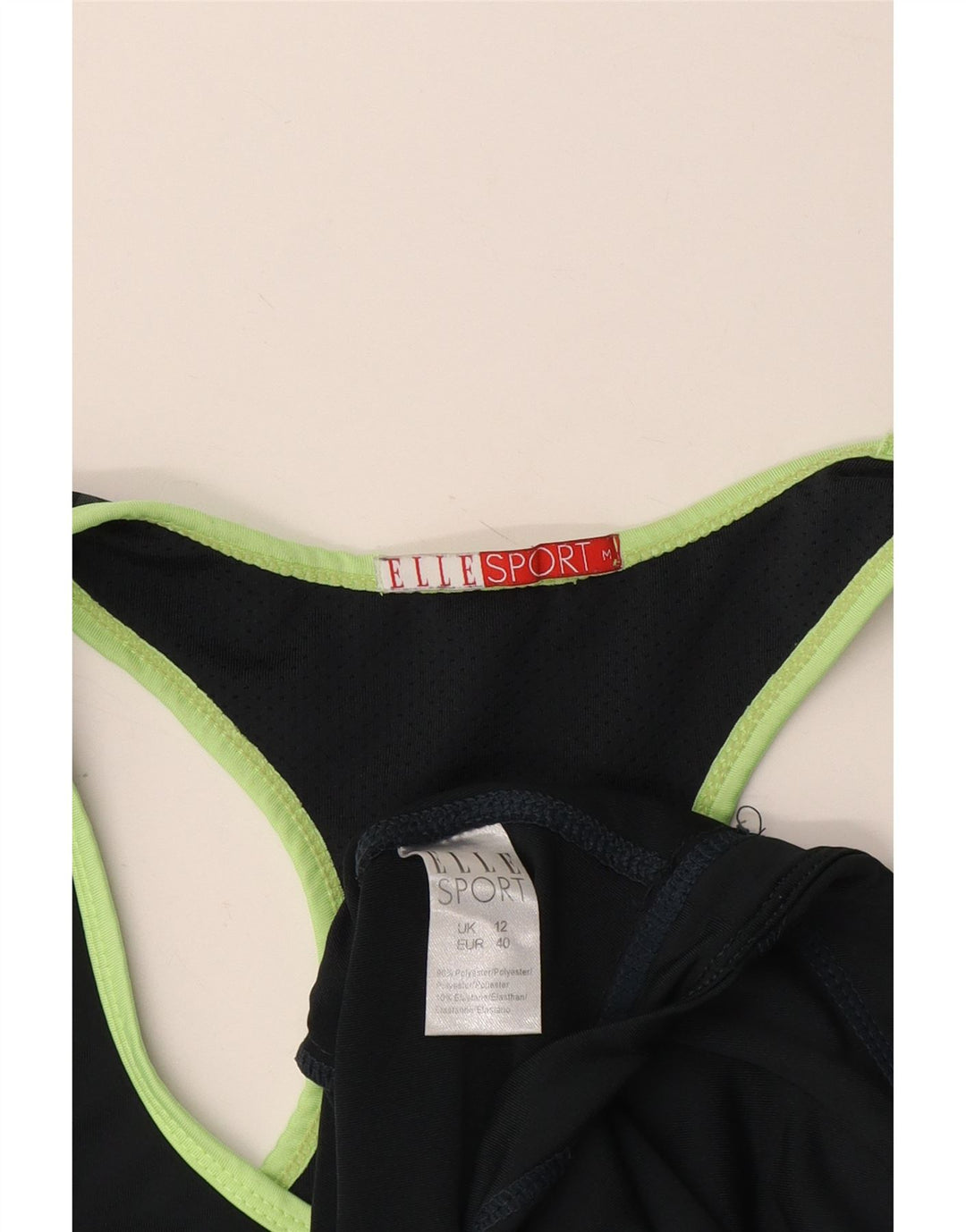 Elle Sport Damen Grafik-Trägershirt UK 12 Mittelgraues geometrisches Polyester