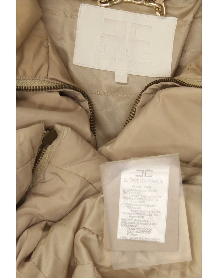 Elisabetta Franchi Damen Wattierte Jacke IT 42 Medium Beige Polyester