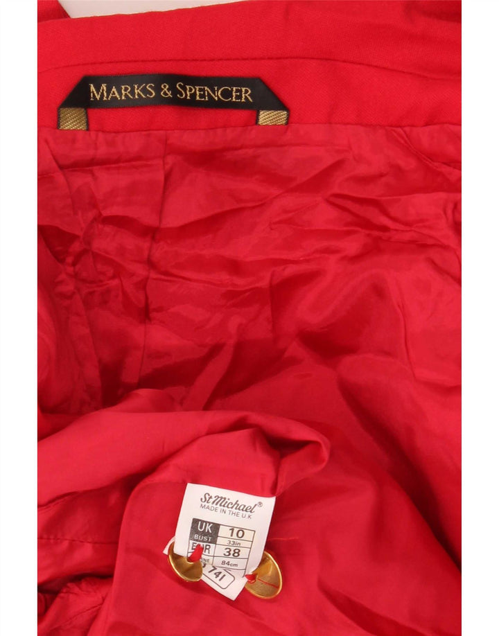 Marks & Spencer Zweireihiger Blazer für Damen, UK 10, Größe S, rote Wolle