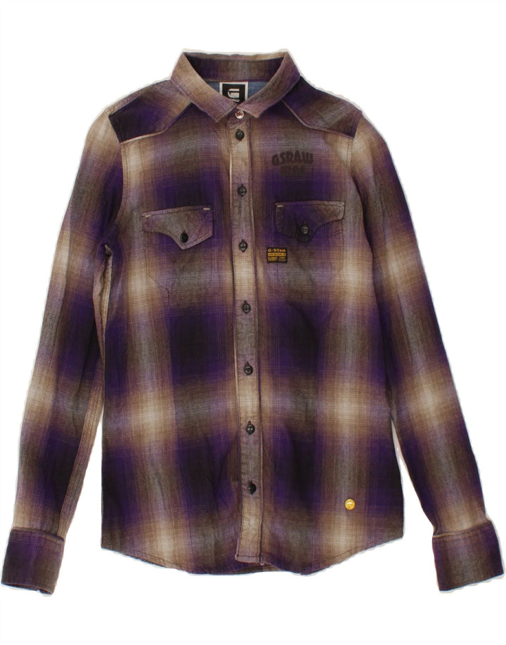 G-STAR Boys Shirt 11-12 Years Small Purple Check Cotton Vintage G-Star and Second-Hand G-Star from Messina Hembry 