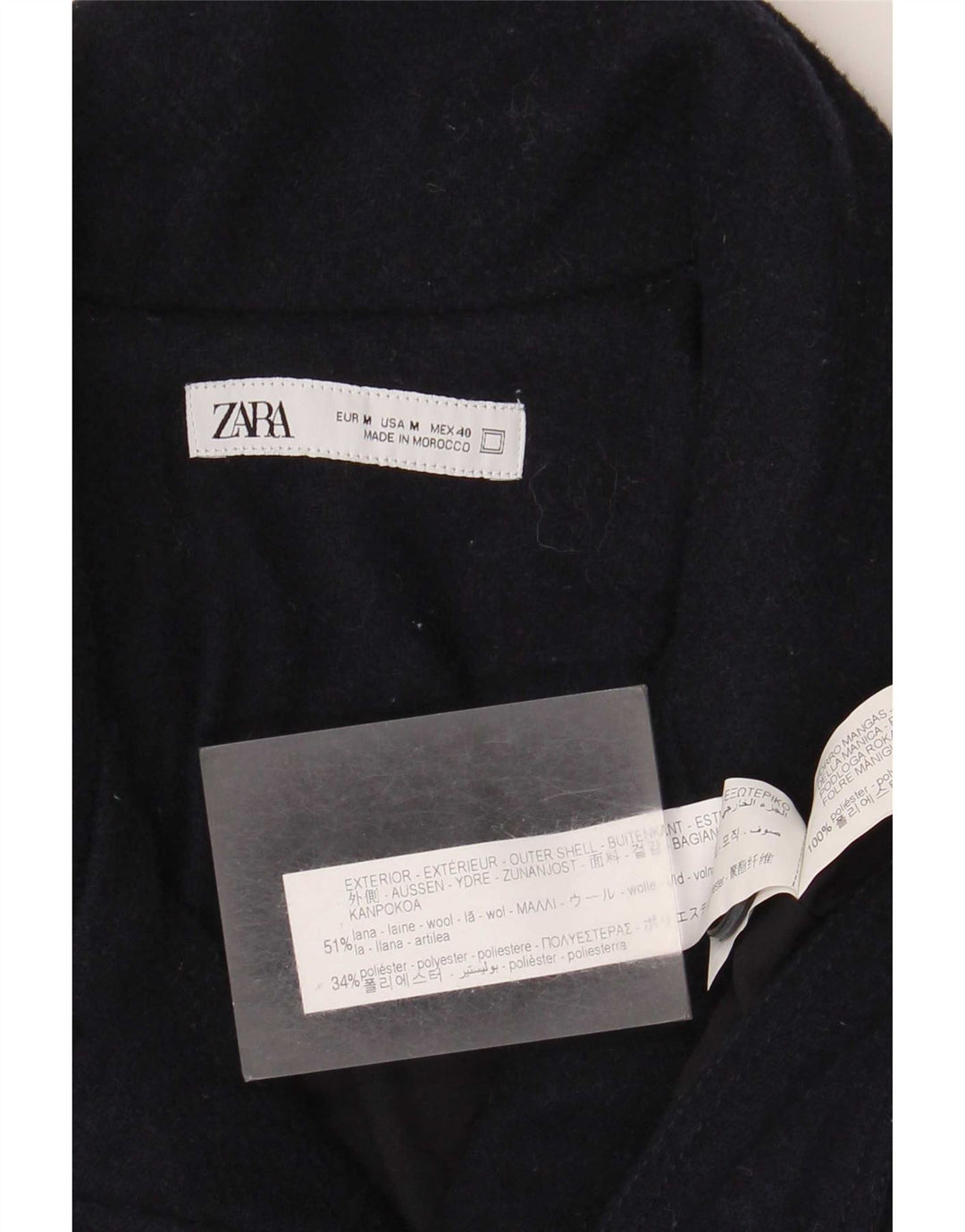 Zara Herren Bomberjacke UK 38 Mittelmarineblaue Wolle