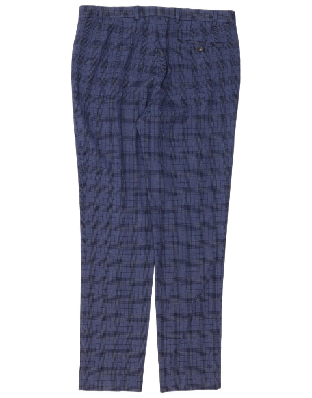 Marks & Spencer Herren Skinny Anzughose W36 L33 Marineblau kariertes Polyester