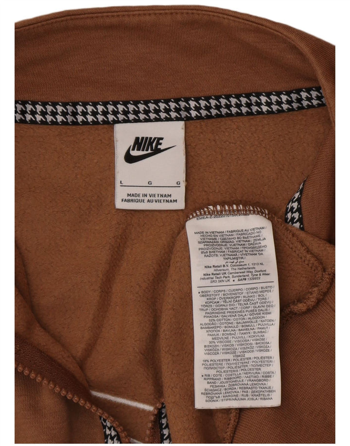 Nike Womens Graphic Oversized Sweatshirt Pullover UK 16 Große braune Baumwolle