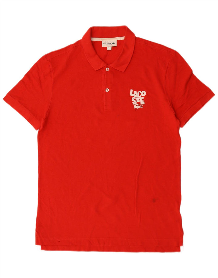 Lacoste Herren-Poloshirt mit normaler Passform, Größe 4, mittelrote Baumwolle
