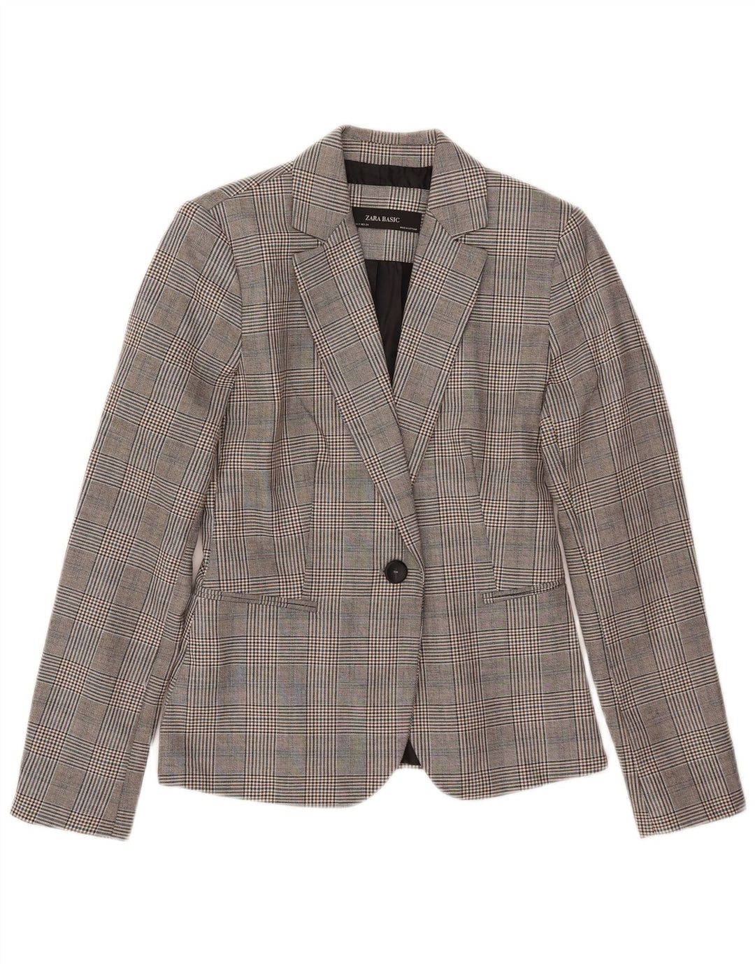 Zara Damen Blazer Jacke EU 34 2XS Graues Hahnentritt-Polyester