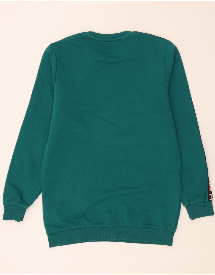 Fila Herren Grafik-Sweatshirt-Pullover aus mittelgrüner Colourblock-Baumwolle