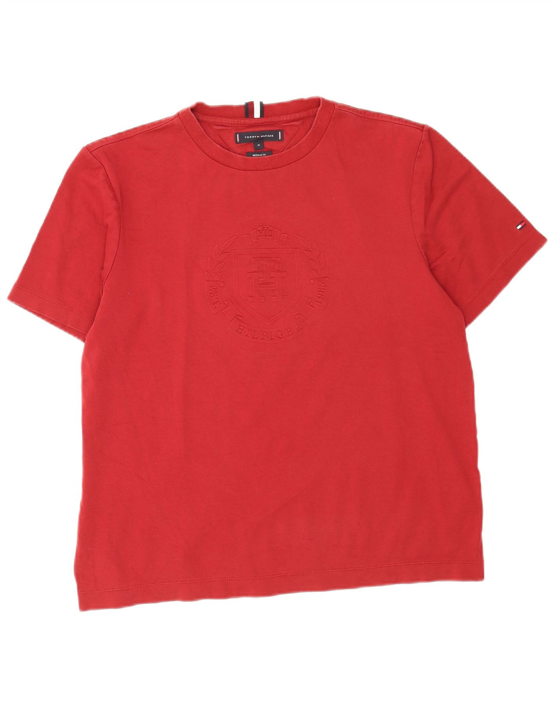 Tommy Hilfiger Herren-T-Shirt mit normaler Passform, mittelroter Baumwolle