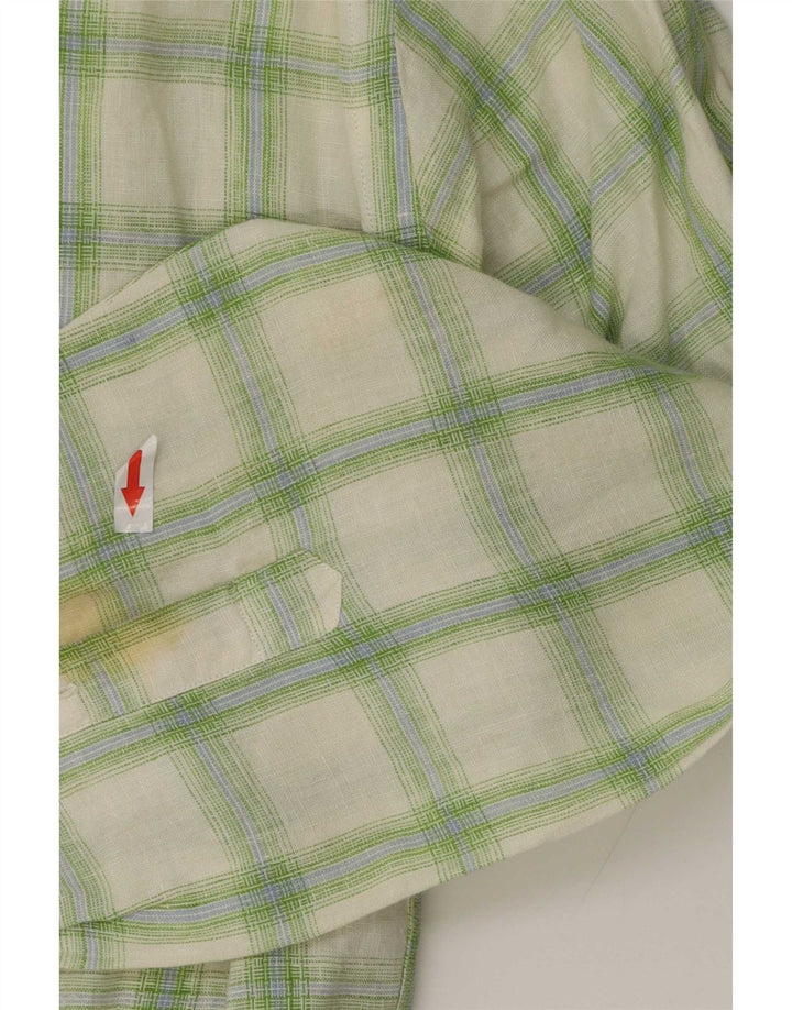 Massimo Dutti Herrenhemd Größe 44 XL grün kariertes Leinen