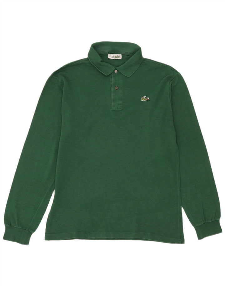 Lacoste Herren-Langarm-Poloshirt, Größe 4, mittelgrüne Baumwolle
