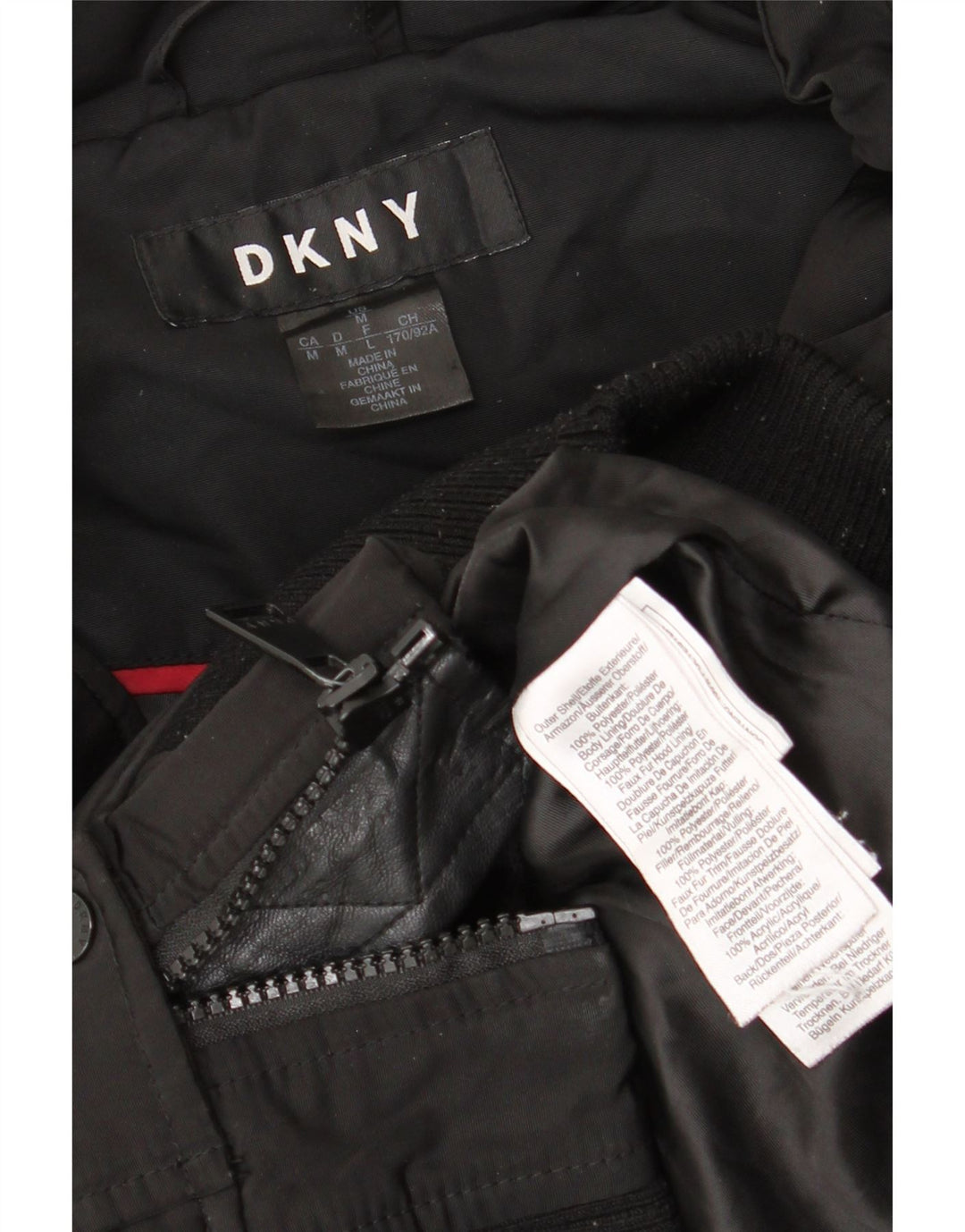 Dkny Damen Bomberjacke UK 14 Mittelschwarzes Polyester