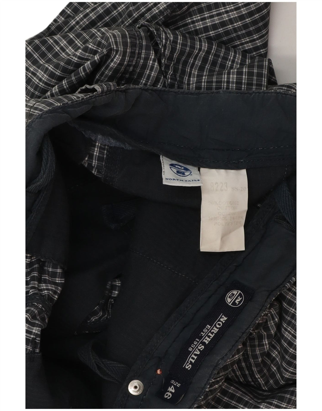 North Sails Herren Chinoshorts IT 46 Small W32 Marineblau karierte Baumwolle