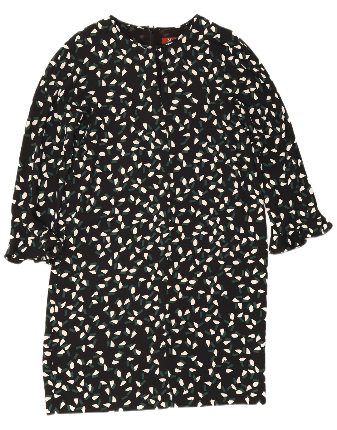 Max Mara Damen-Etuikleid mit 3/4-Ärmeln, Größe S, Schwarz, geometrisch, Polyester