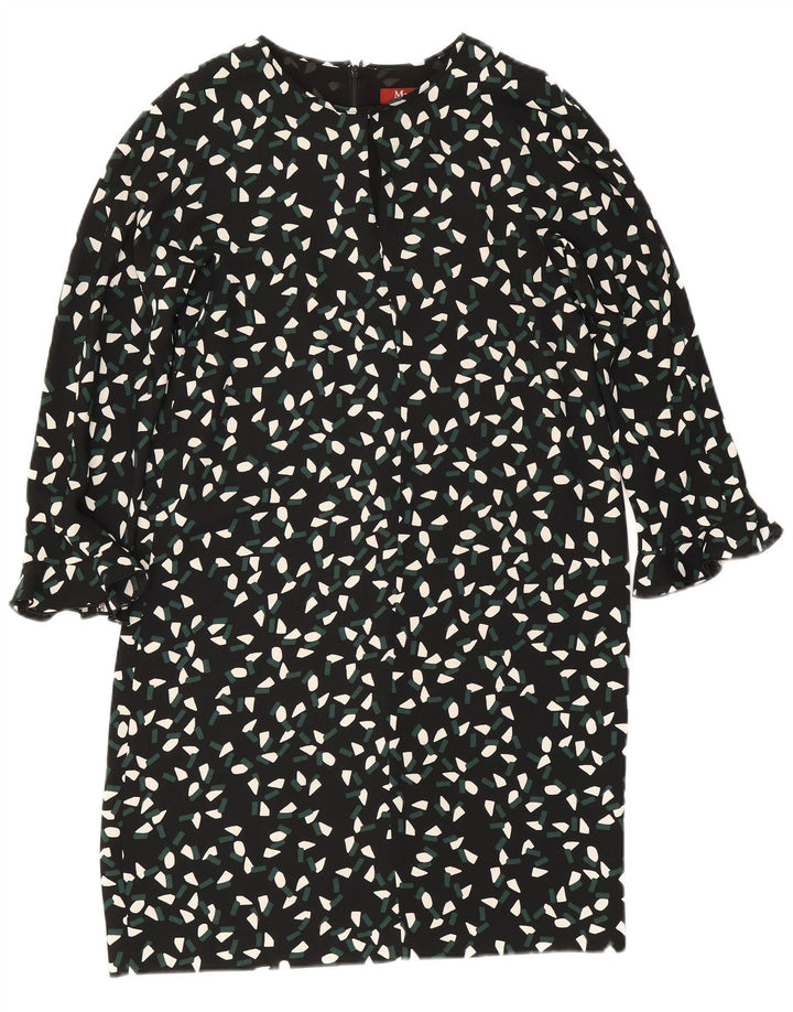 Max Mara Damen-Etuikleid mit 3/4-Ärmeln, Größe S, Schwarz, geometrisch, Polyester