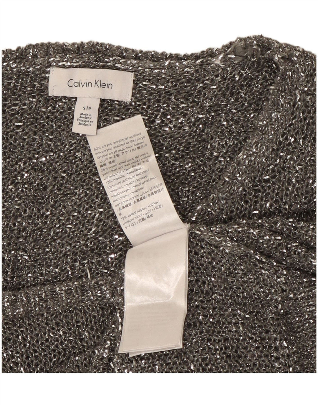 Calvin Klein Damen-Pullover mit U-Boot-Ausschnitt, Größe S, Gr. 10, Grau, Modern