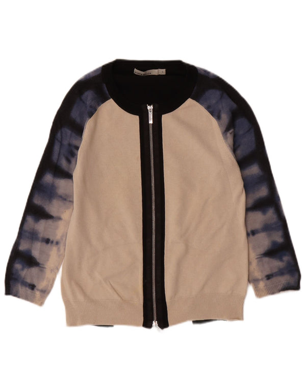 Karen Millen Damen-Cardigan-Pullover UK 8 Small Weiße Batik-Baumwolle