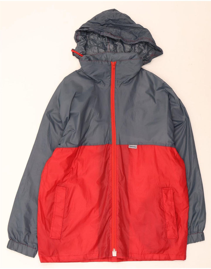 Brugi Herren-Trainingsanzug mit Kapuze, Oberjacke, mittelgraues Colourblock-Polyamid