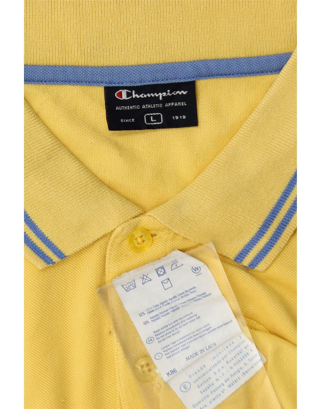 Champion Herren-Poloshirt, groß, gelbe Baumwolle