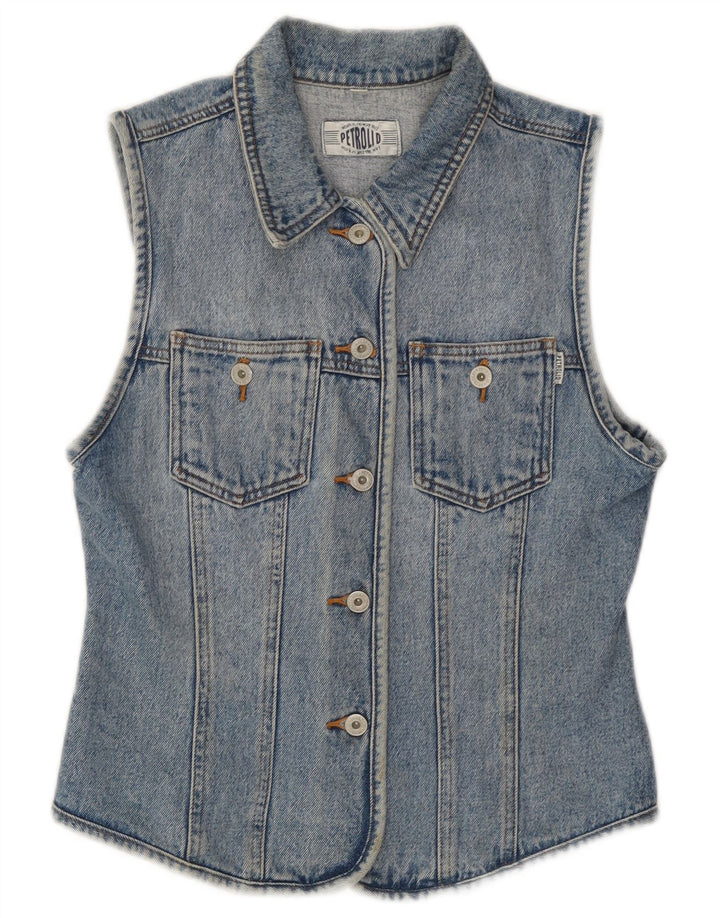 Vintage Damen Jeansweste UK 12 Mittelblaue Baumwolle