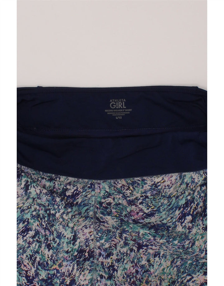 Athleta Mädchen-Sportshorts mit abstraktem Muster, 11–12 Jahre, Größe L, Marineblau