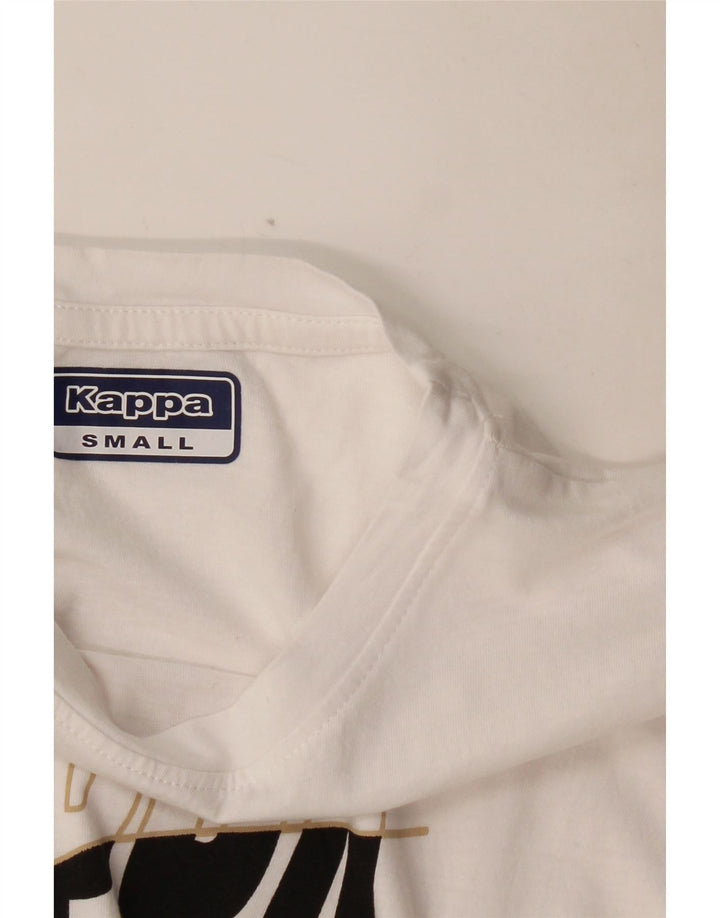 KAPPA Damen Grafik T-Shirt Top UK 10 Small Weiß