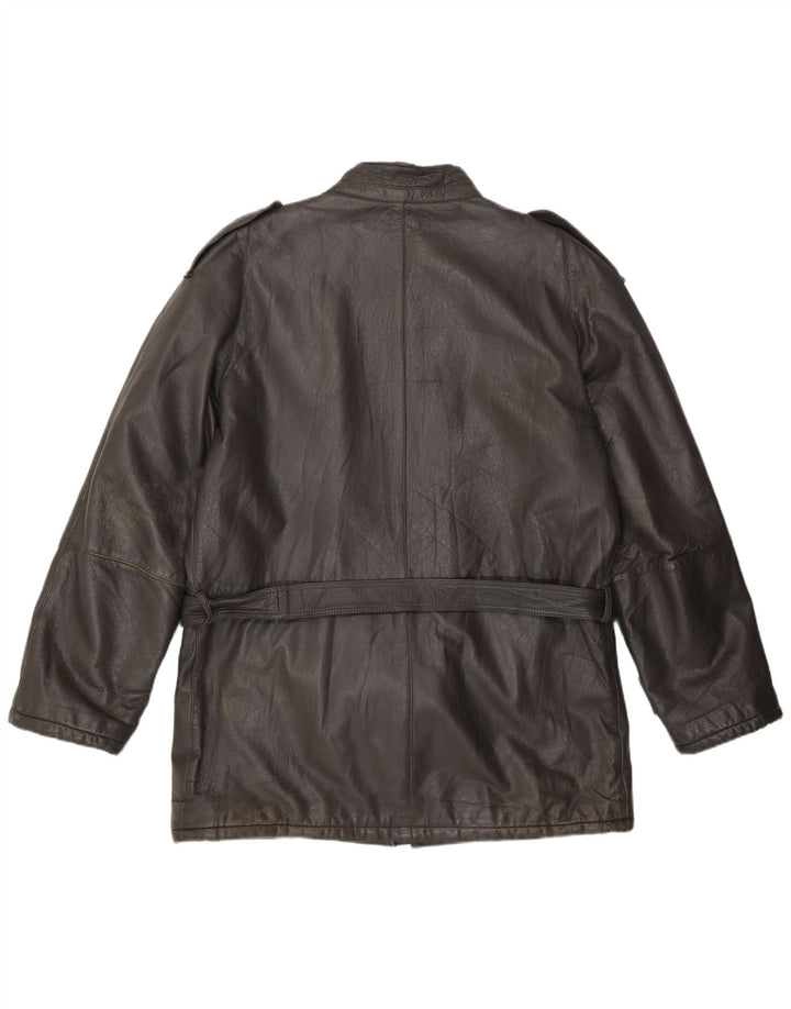 Vintage Herren Militärlederjacke IT 50 Großes graues Leder