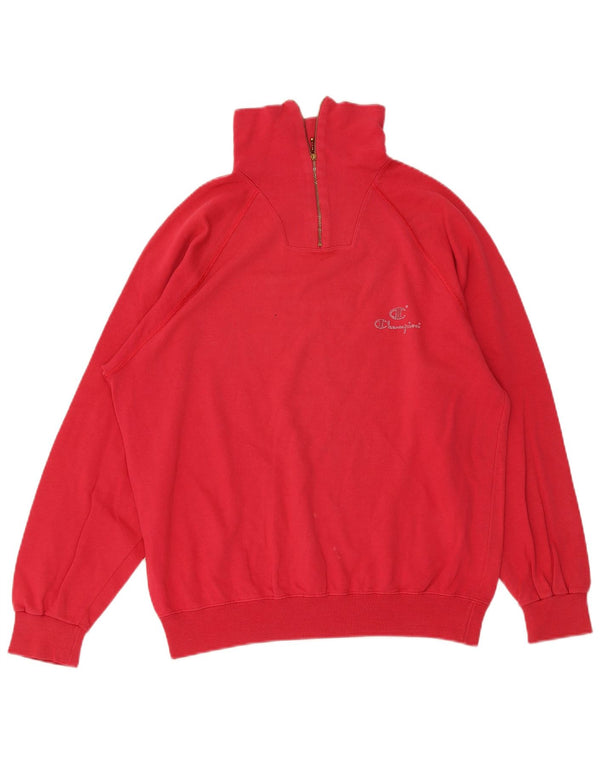 Champion Herren-Sweatshirt mit Reißverschluss am Hals, Größe L, Rot