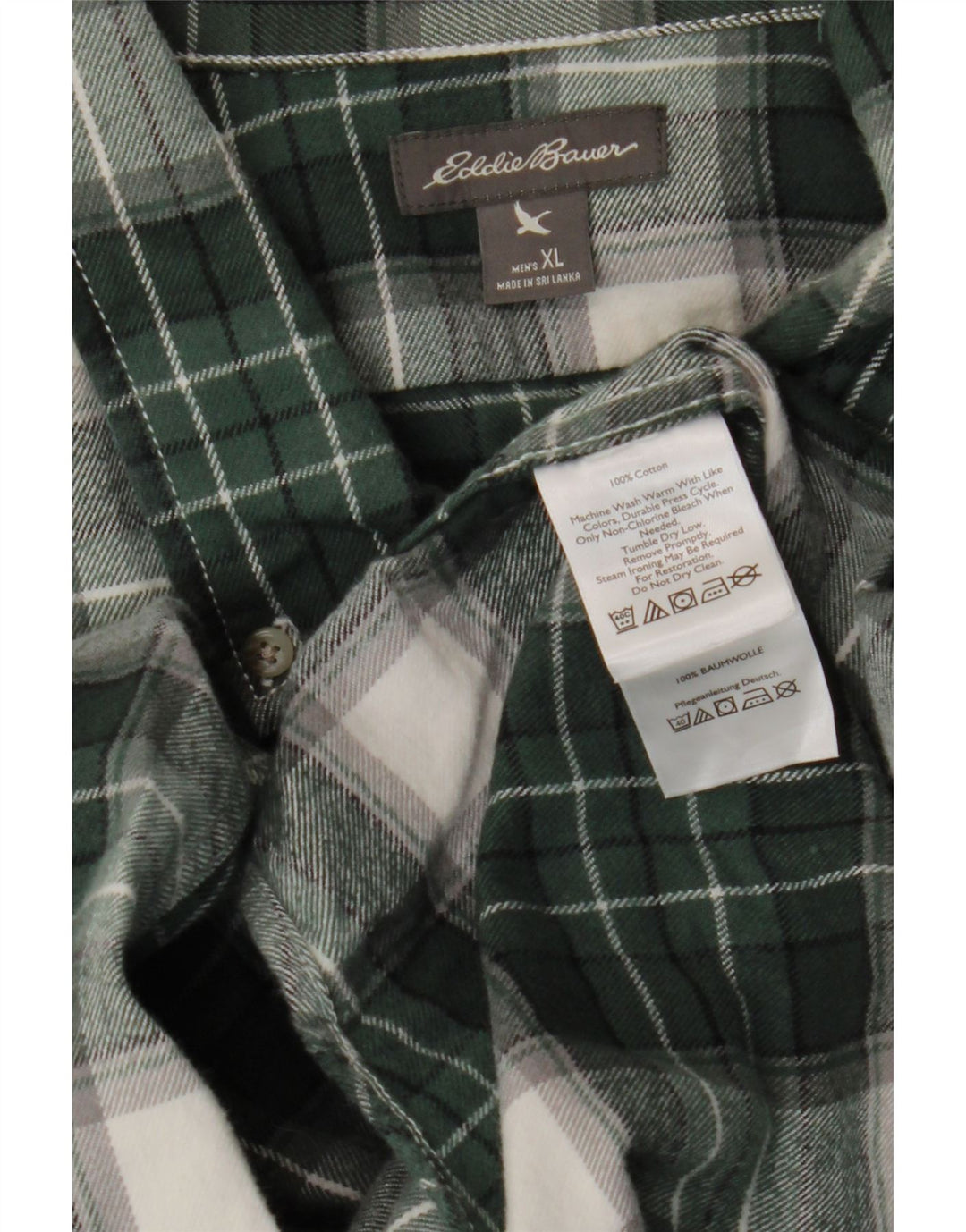 EDDIE BAUER Herren-Flanellhemd mit entspannter Passform, XL, grün kariert, Baumwolle