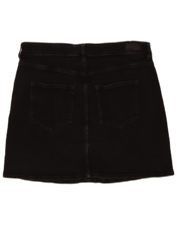 Fat Face Damen Mini-Jeansrock UK 12 Medium W32 Schwarze Baumwolle